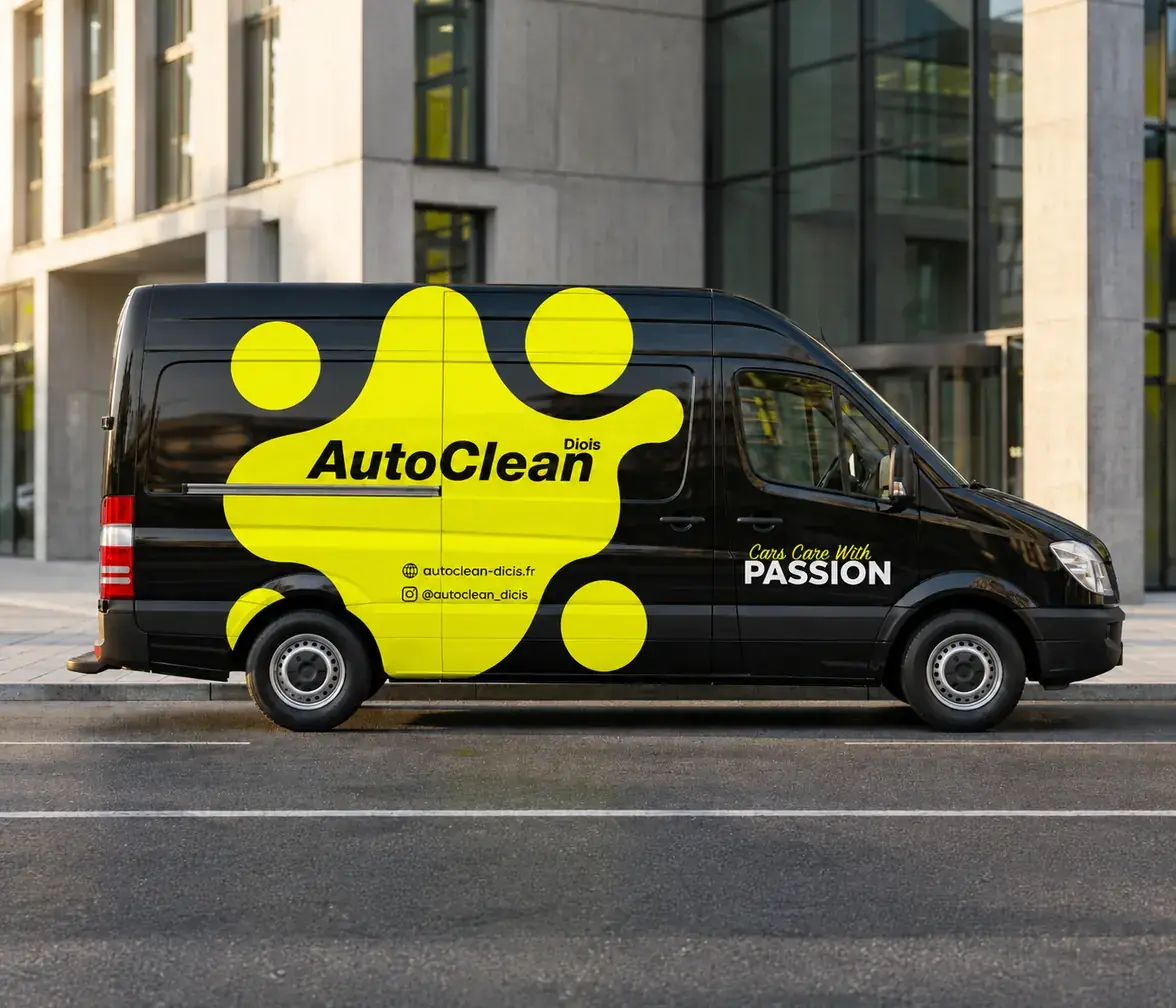 Utilitaire AutoClean Diois floqué aux couleurs de l'atelier de nettoyage automobile de Die