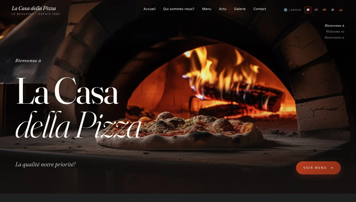 Nouveau site La Casa della Pizza par Aura Production