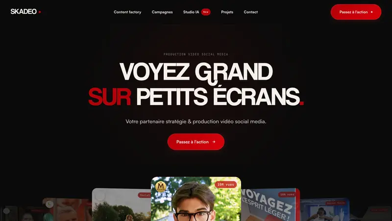 Site Skadeo studio vidéo social media par Aura Production